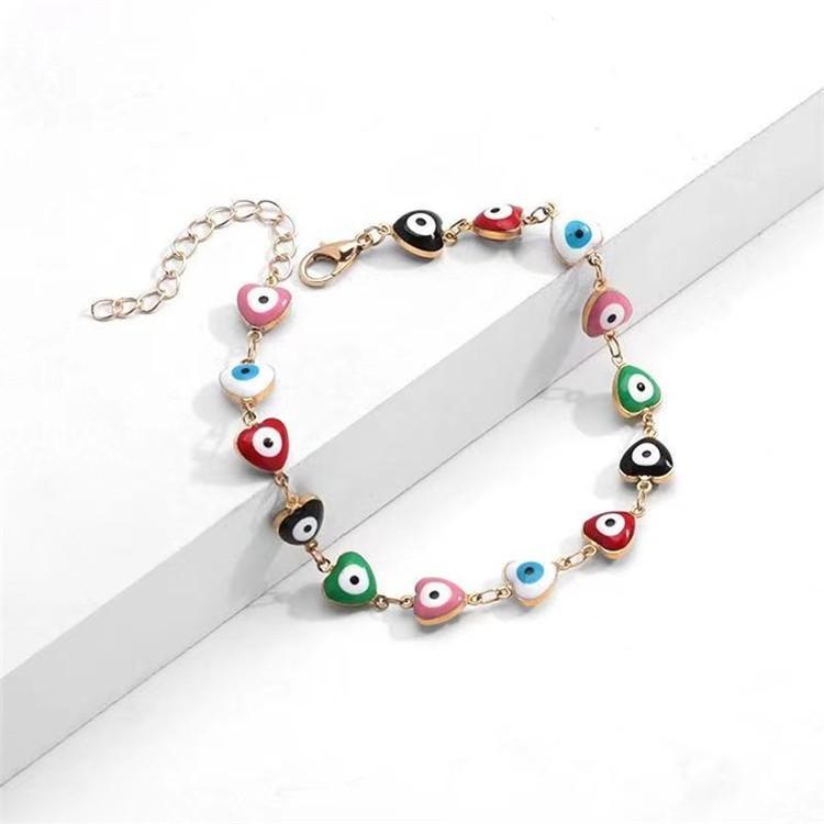 Young Girls Simple Color Eyes Love Rhombus Necklace Bracelet Anklet