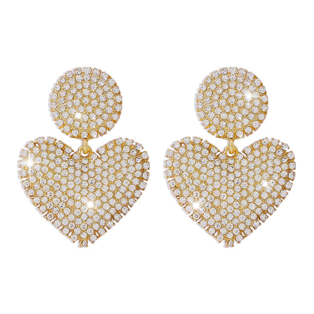 E129 Exaggerated night earrings full of diamonds love personality geometric earrings retro temperament light luxury earrings