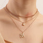 Explosive multi-layer necklace female fashion letter M pendant necklace multi-layer personalized padlock accessories
