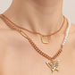 Jewelry punk double-layer micro-inlaid diamond butterfly pendant necklace female ins imitation pearl necklace