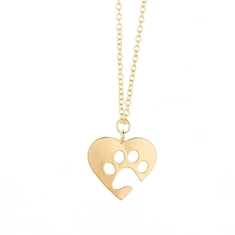 Creative Personality Jewelry Pet Paw Dog Claw Peach Heart Pet Lovers Clavicle Chain
