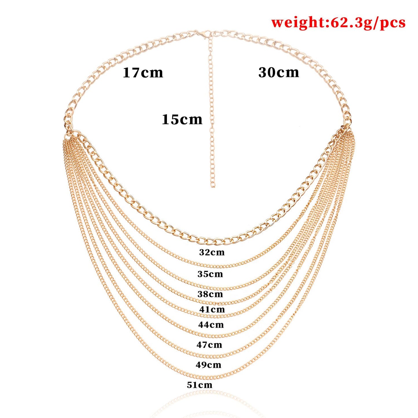 Jewelry multi-layer simple chain body chain female retro sexy punk metal waist chain