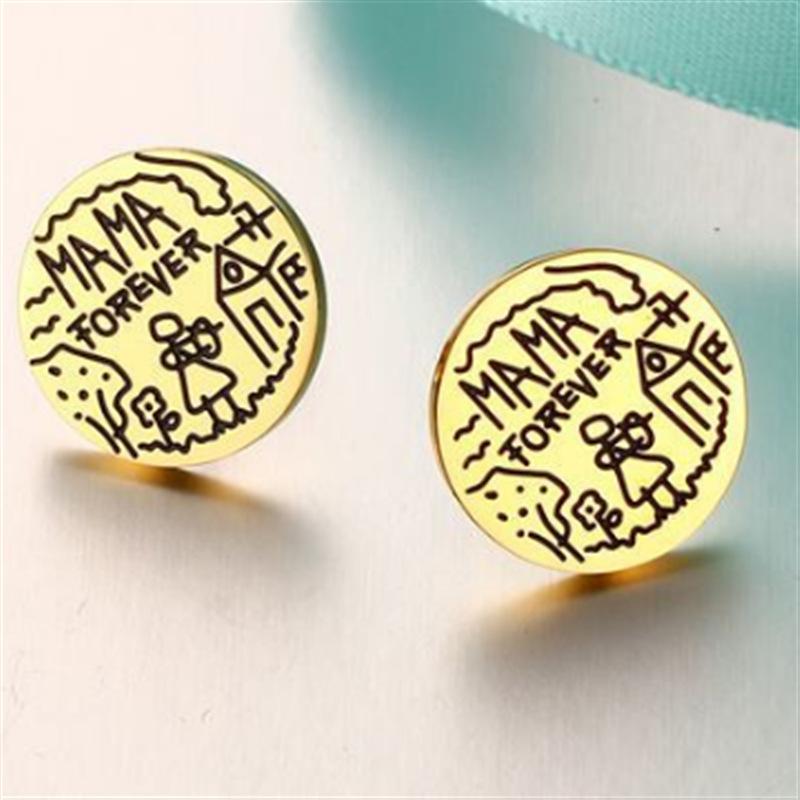 Stud Earrings "MAMAForever" Loving Mom Series Stud Earrings Geometric Earrings Mother's Day Gift