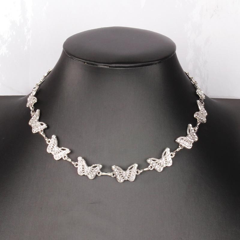 Diamond Butterfly Necklace Female Pendant Clavicle Chain Ins Light Luxury Niche Design Sense