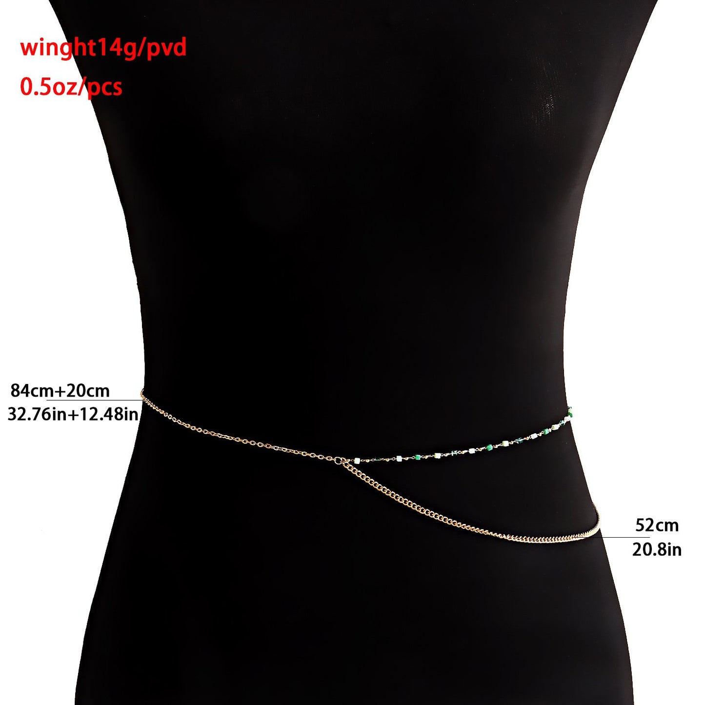 Jewelry punk personality double color crystal metal waist chain decoration female waistchain