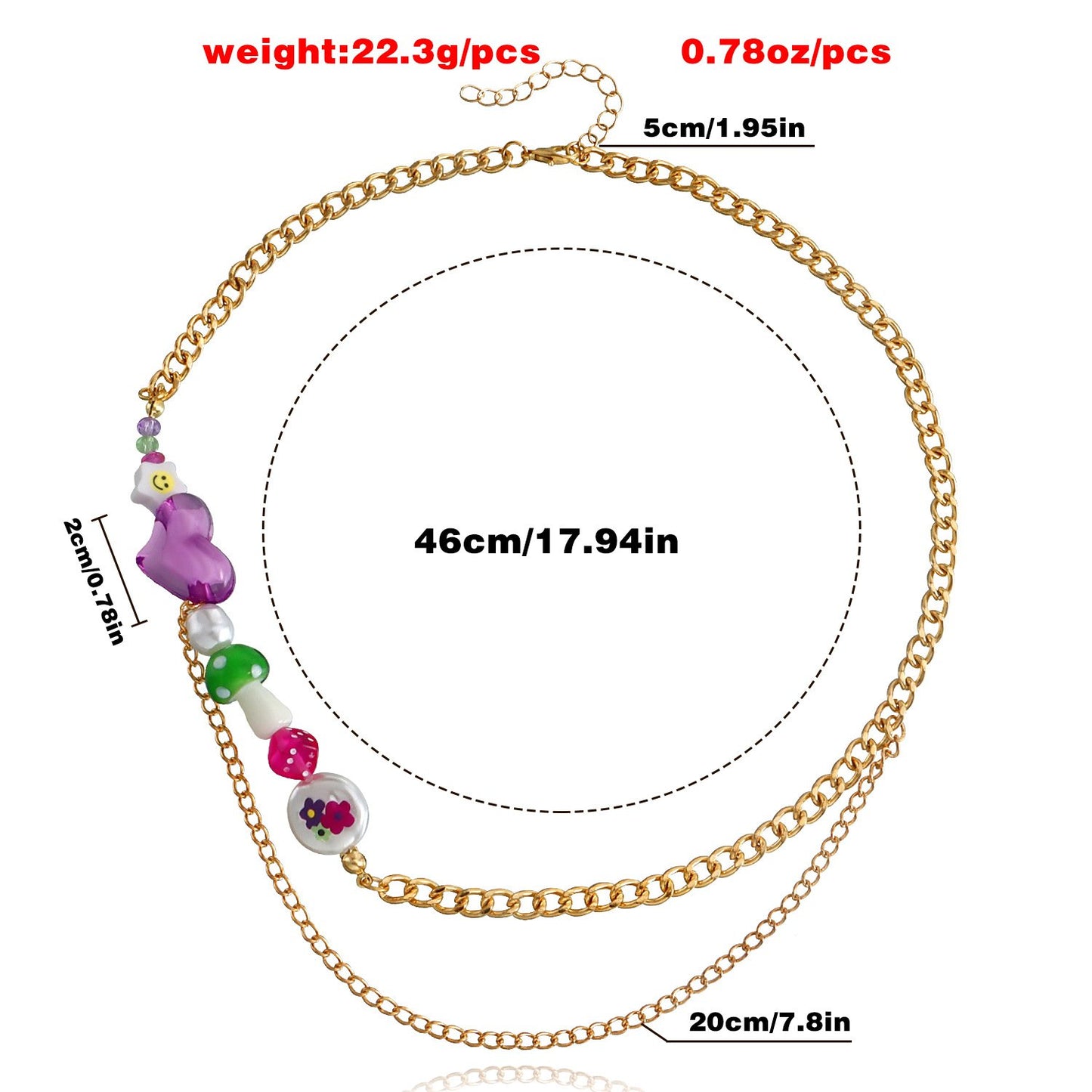 Jewelry double-layer creative multi-element beaded collarbone necklace female ins metal stitching necklace