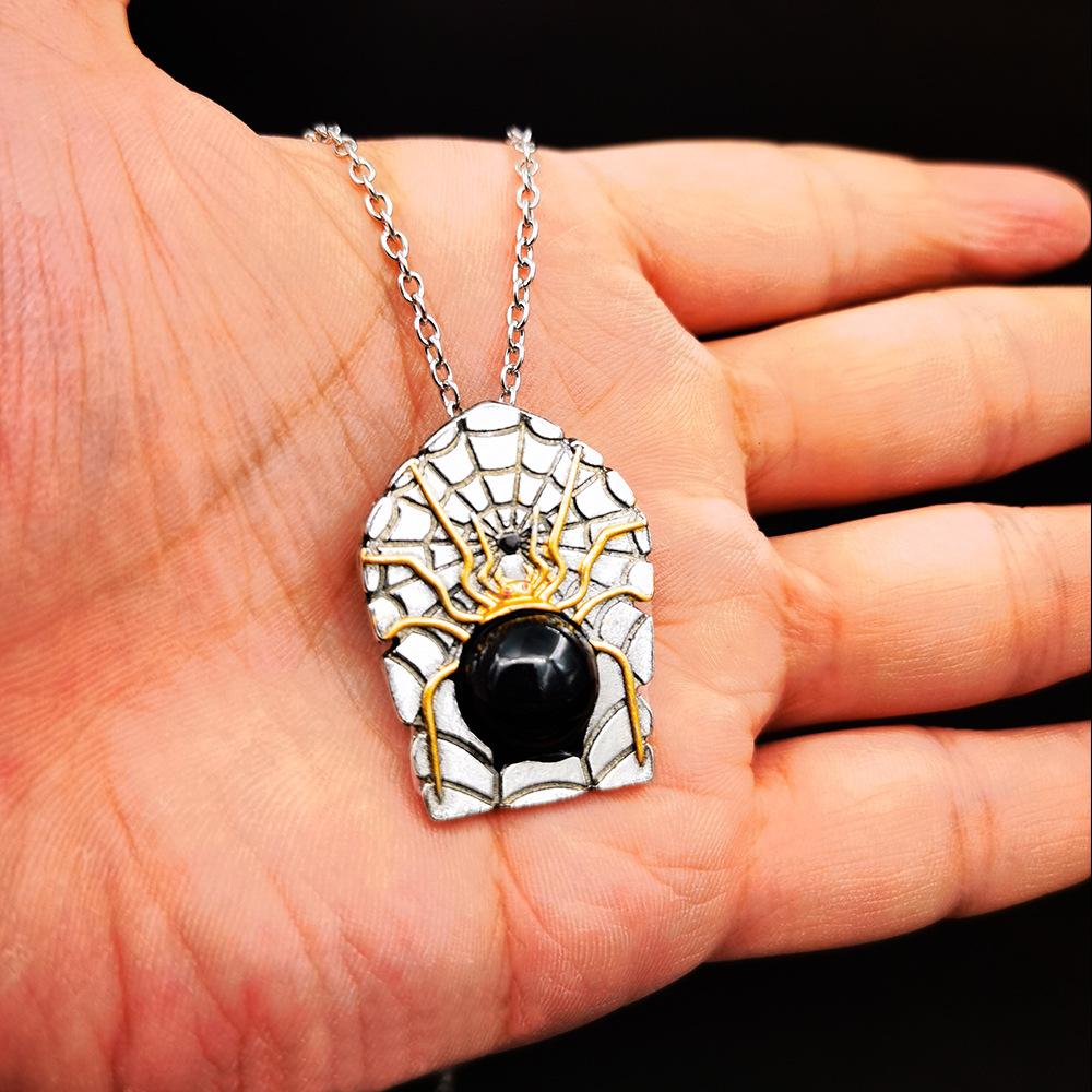 Explosive Jewelry Gothic Halloween Spider Necklace Female Punk Spider Web Pendant Jewelry