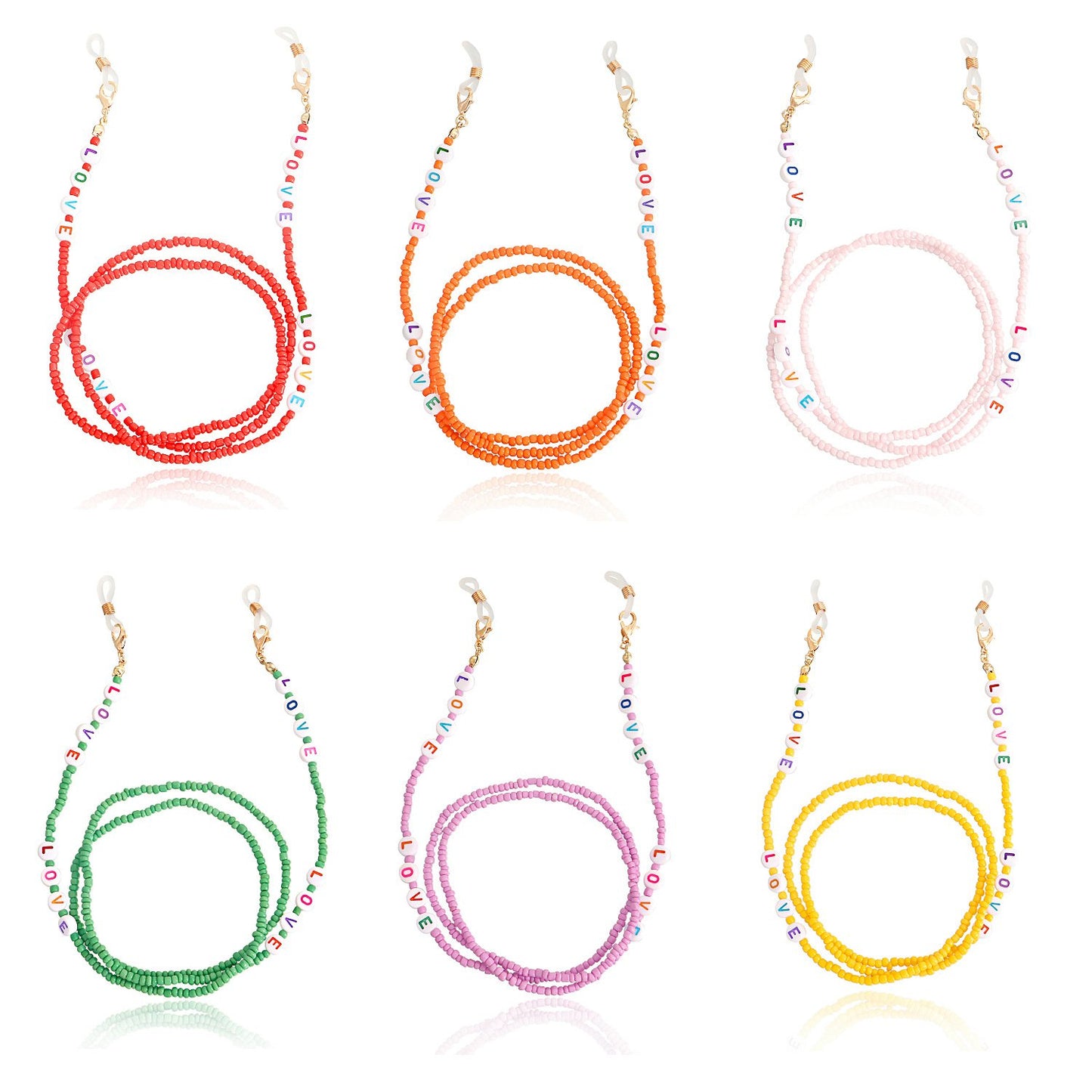Jewelry Bohemia pure color rice beads LOVE letter glasses chain accessories women's mask non-slip chain