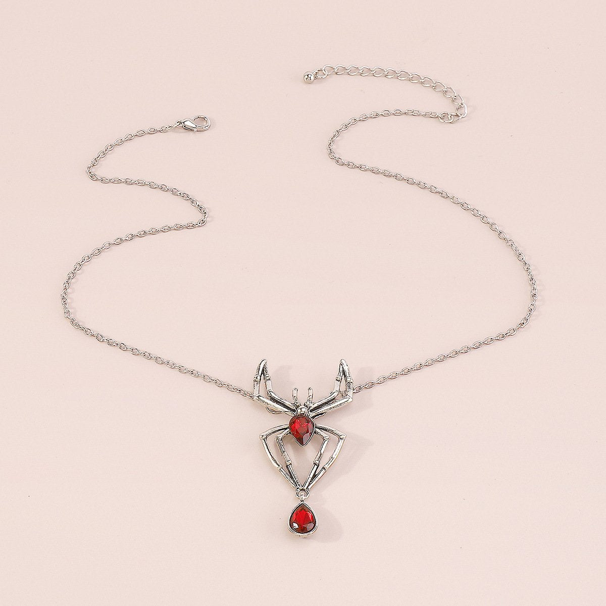 N7763 creative personality necklace ruby spider pendant glass diamond necklace halloween party necklace