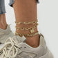 A55 Jewelry Personality Fashion Punk Anklet Geometric Cool Street Shot Hollow Foot Decoration Set