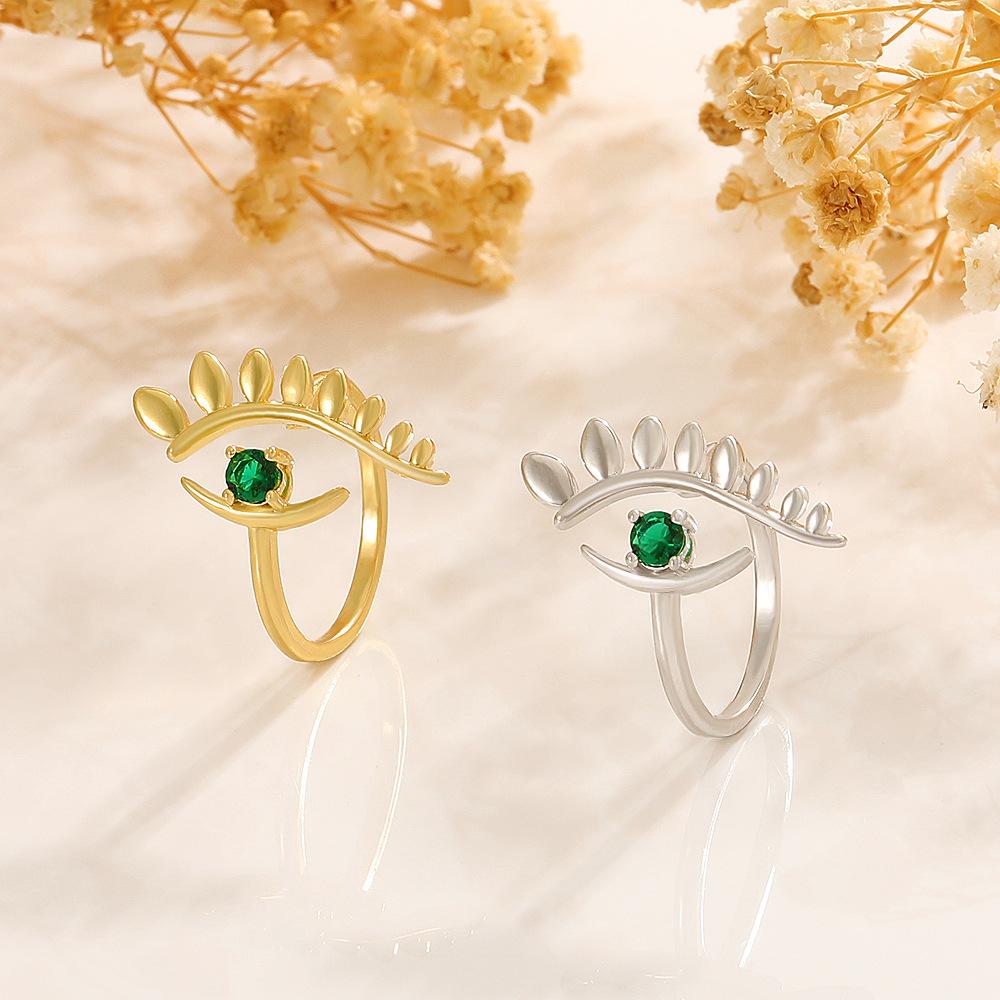 ins devil's eye ring female retro fashion micro-inlaid zircon geometric opening index finger ring eye ring