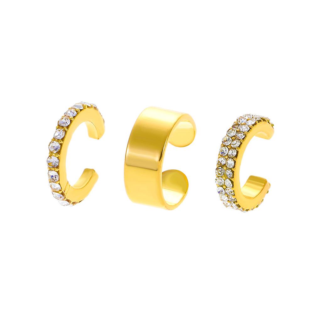 ins simple zircon ear clip without ear hole French light luxury geometric ear bone clip set Mori super fairy earrings
