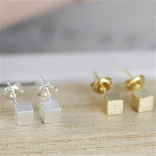 Jewelry Geometric Cube Earrings Female Square Versatile Personality Trend Fashion Pop Earrings