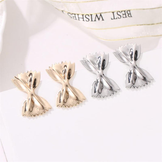 Fashion Earrings Creative Bowknot Metal Stud Earrings Literary Sweet Folding Candy Paper Ladies Earrings