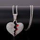 Hip-hop cracking love necklace female hip-hop fashion diamond full diamond broken heart pendant male