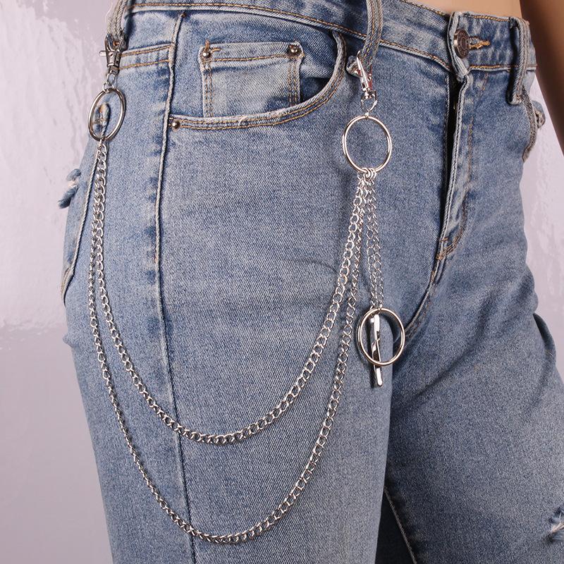 Trendy alloy trousers chain teenagers disco ins hip-hop belt cool accessories waist chain