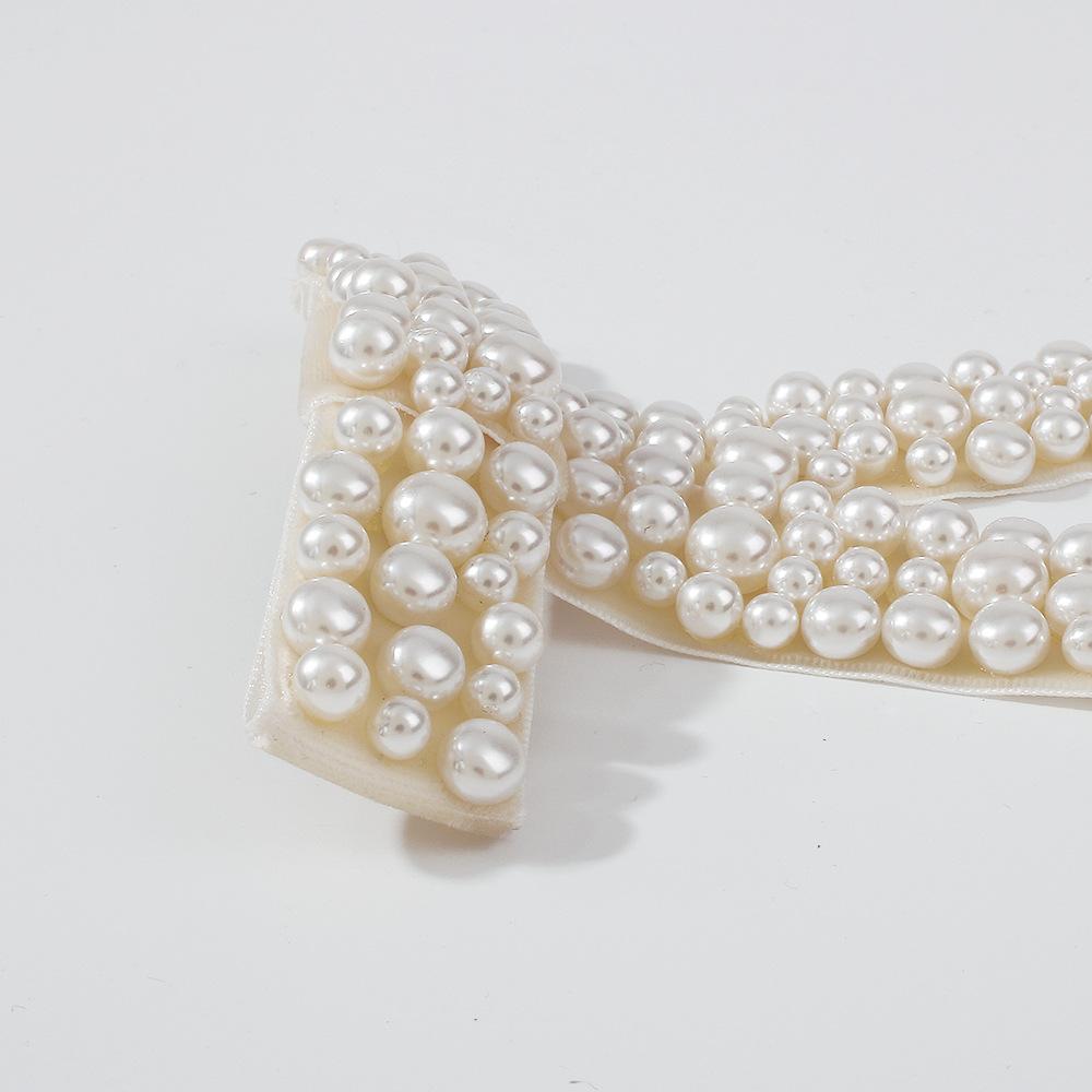 F3997 Temperament bow hairpin exaggerated retro gold velvet pearl hair accessories retro light luxury horizontal clip female