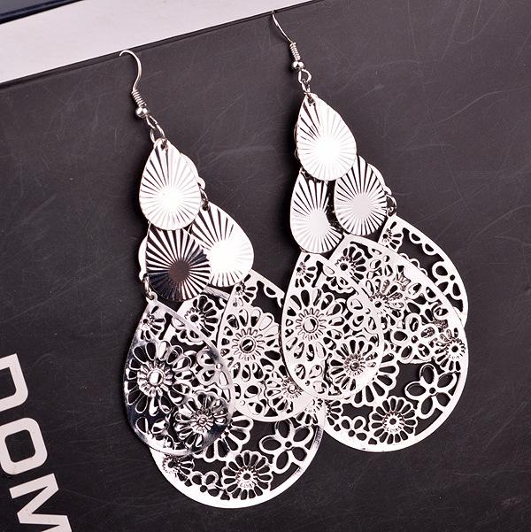 Palace Hollow Multi-layer Flower Vintage Versatile Earrings Indian Ladies Earrings