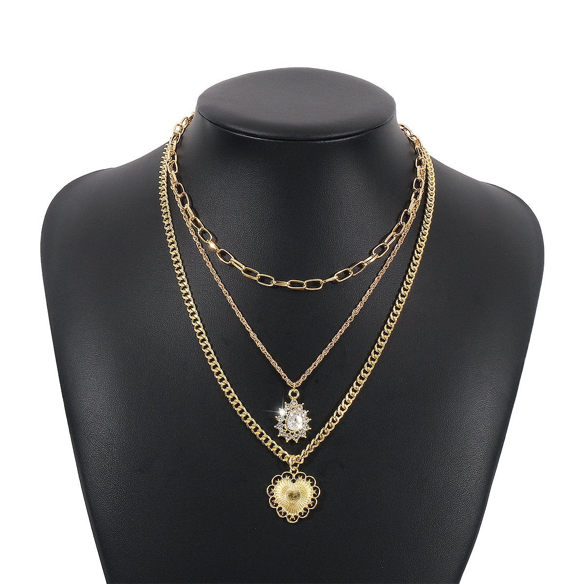 1177 fashion multi-layered necklace with rhinestone love baroque retro choker street shooting necklace