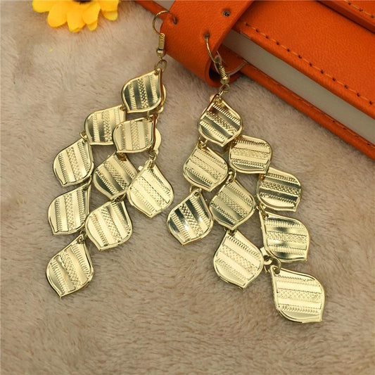 Fashionable retro personality rhombus small corrugated leaf metal sheet ladies earrings popular earrings