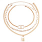 Jewelry Personality Ring Decorative Necklace Hip-Hop Rock Trend Padlock Accessories Multi-layer Set Chain
