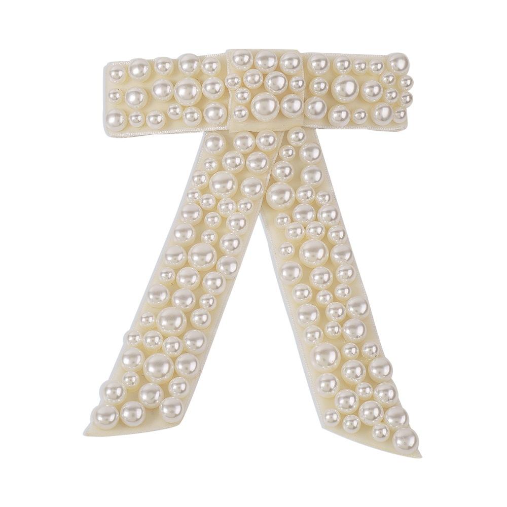 F3997 Temperament bow hairpin exaggerated retro gold velvet pearl hair accessories retro light luxury horizontal clip female