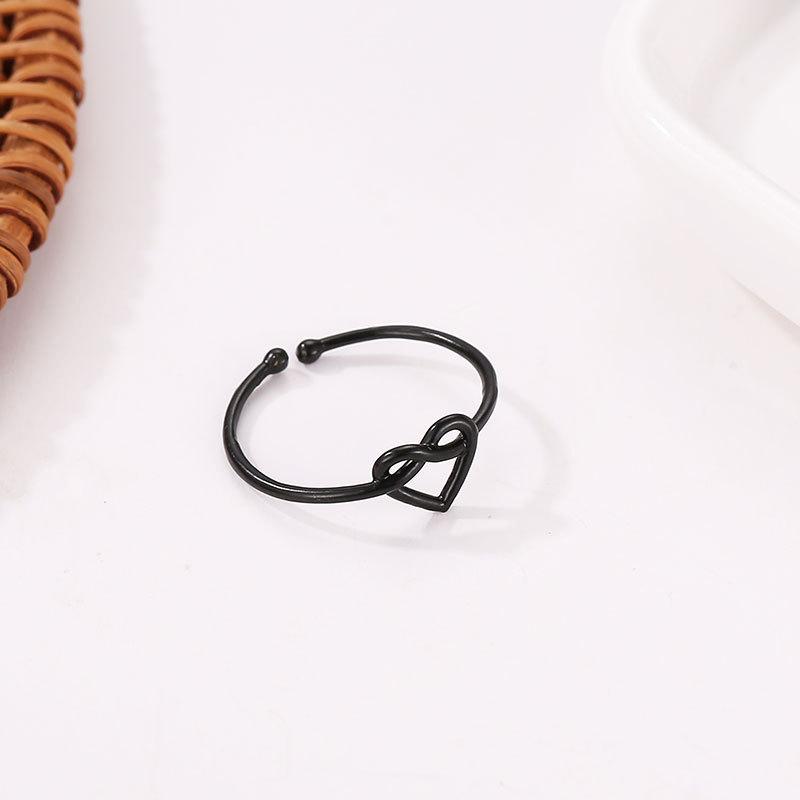 Knotted ring femininity simple hollow love opening ring peach heart heart-shaped ring