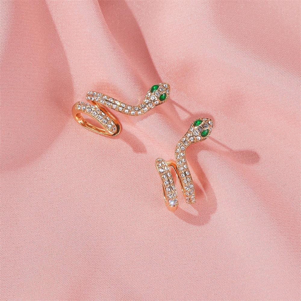 Creative Earrings Personality Micro-inlaid Zircon Snake Ear Clip Simple Temperament Snake Winding Stud Earrings