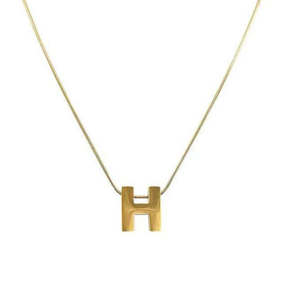 Ins cold and simple all-match temperament titanium steel plated 18K letter H pendant necklace snake bone chain necklace