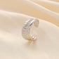 Fashion and simple stainless steel opening shell pattern adjustable ring niche light luxury design ladies ring