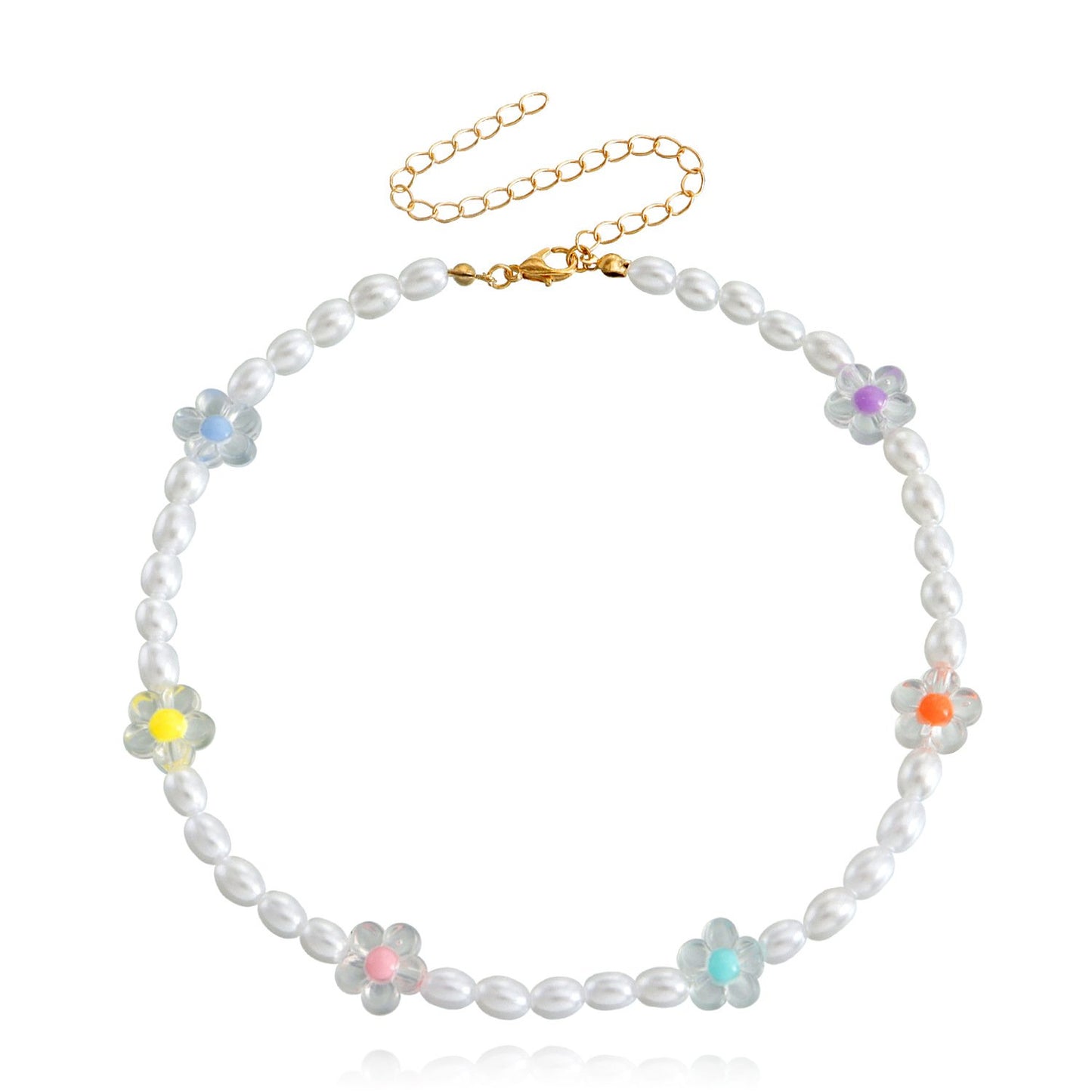 Jewelry French flower necklace female ins fashion all-match imitation pearl necklace