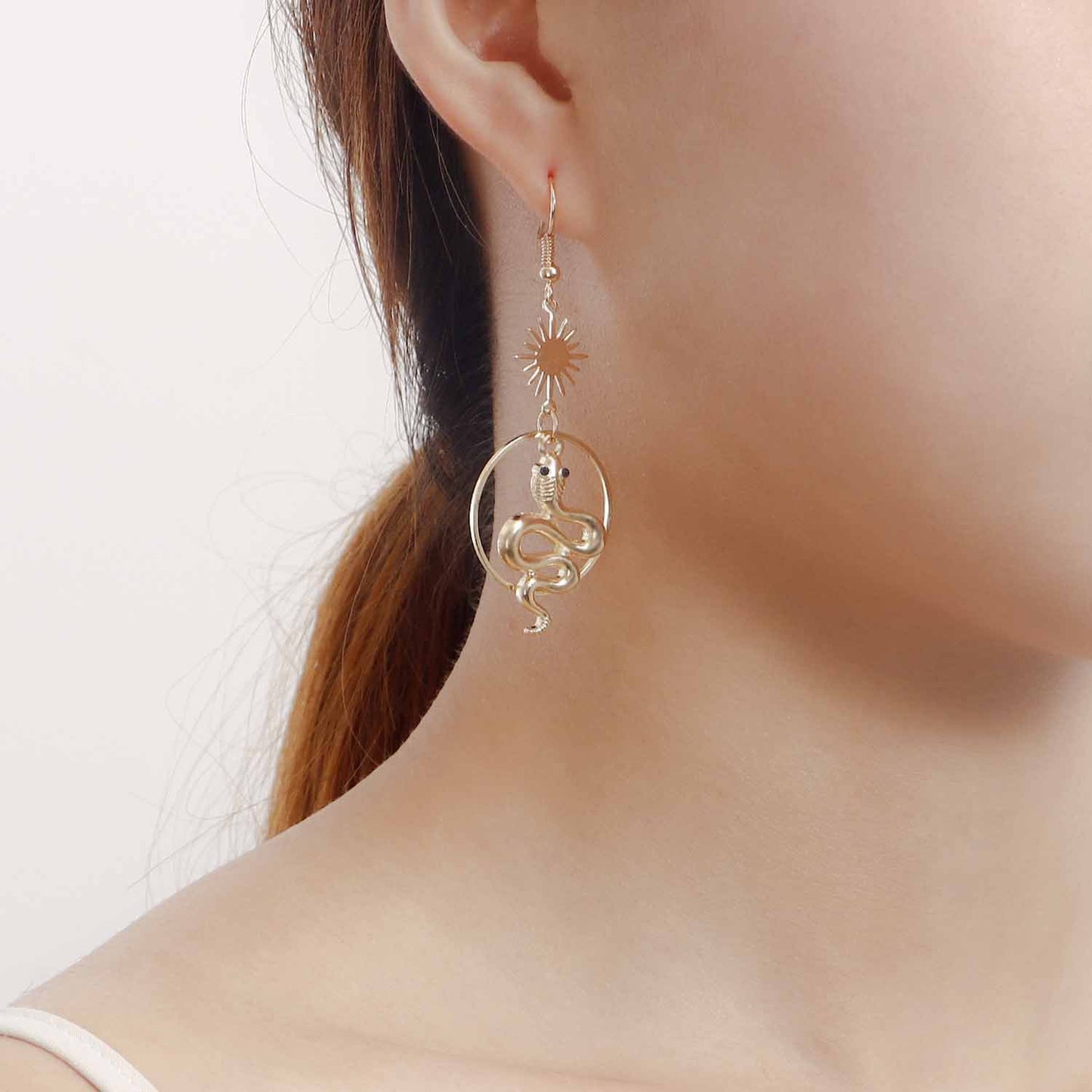 Jewelry Geometric Exaggerated Trendy Earrings Creative Design Fashion Gold Snake Earrings Earrings Earrings