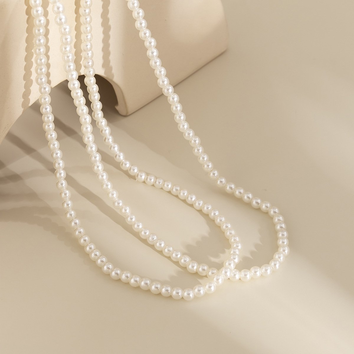 Jewelry Simple Stretch Beaded Double Layer Thigh Chain Foot Trim Geometric Imitation Pearl Beaded Body Chain