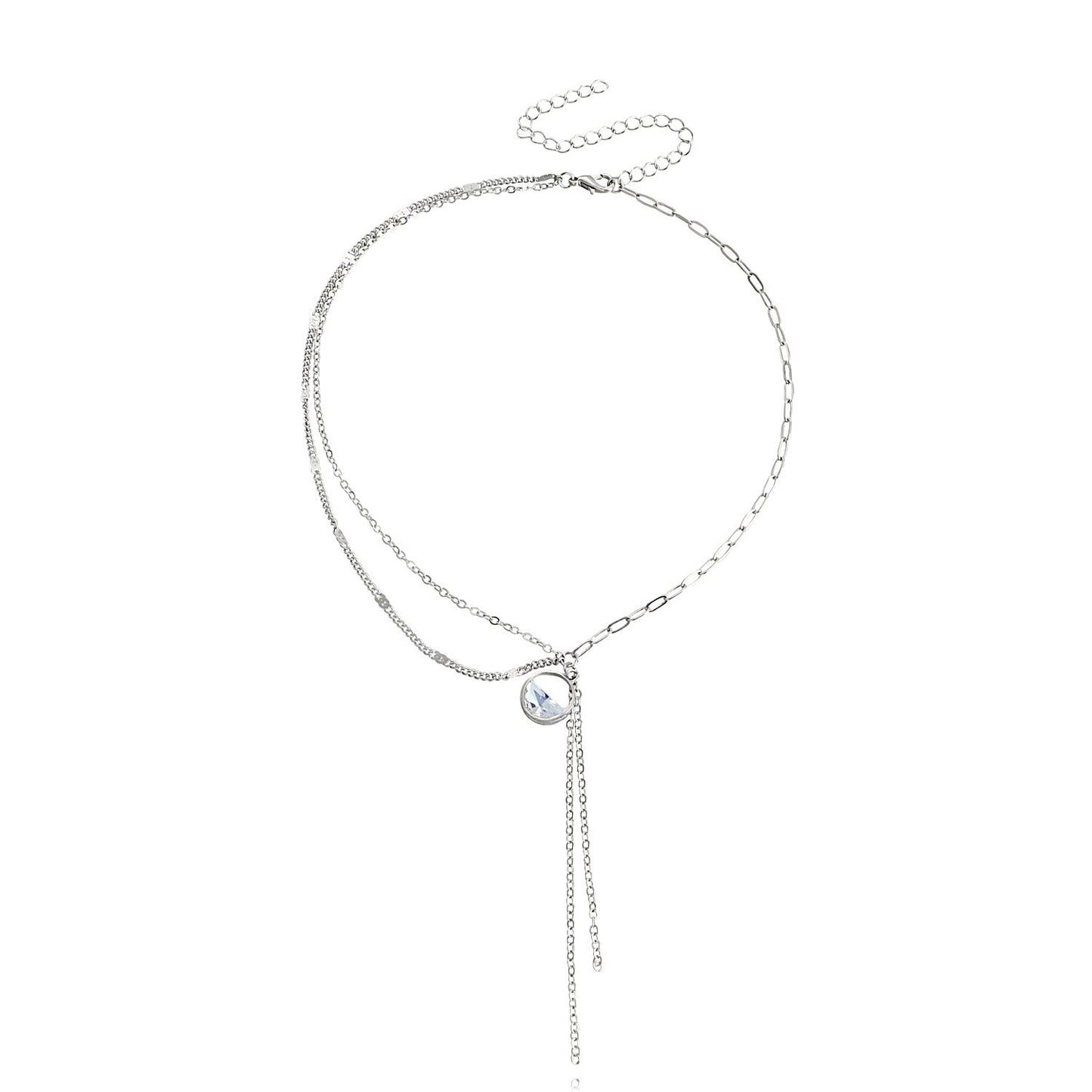 Jewelry crystal circle double stacked clavicle chain light luxury versatile high-end pendant necklace