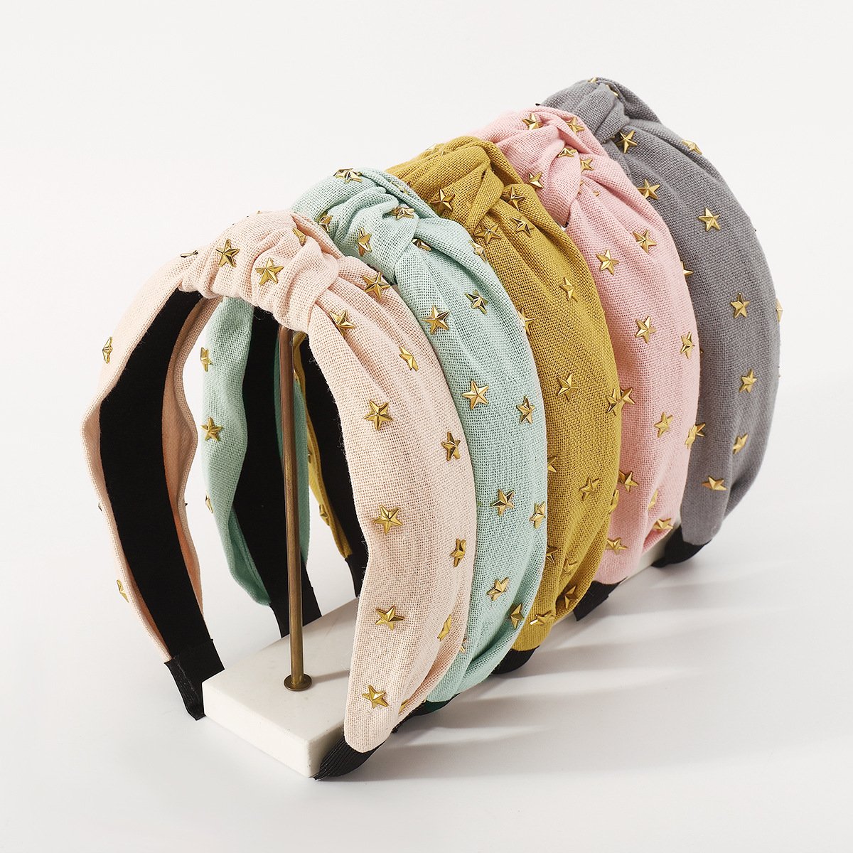 F382 Fashion Fabric Temperament Headband Simple Elegant Sweet Knotted Hair Accessories Solid Color Retro Headband Women