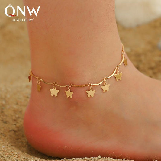 Foot decoration fashion multi-layer tassel pendant butterfly anklet female national personality simple beach anklet