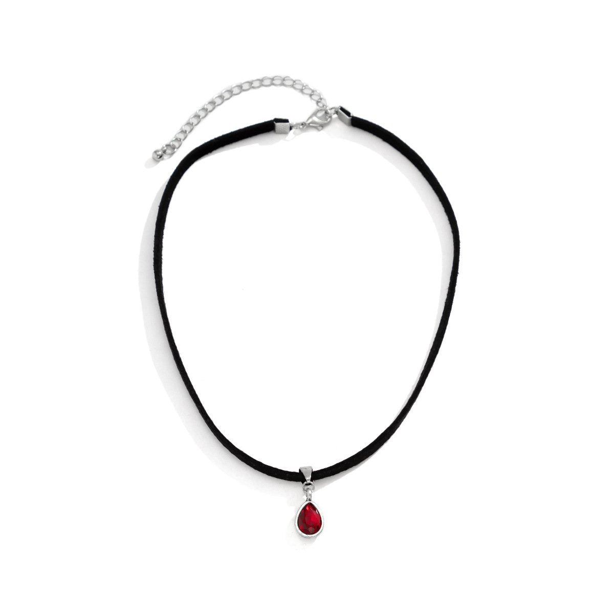 Jewelry personality Halloween flannelette red water drop necklace simple glass pendant clavicle necklace
