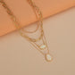 Fashion Retro Oval Water Drop Resin Pendant Necklace Multilayer Chain Clavicle Chain Necklace Accessories Batch