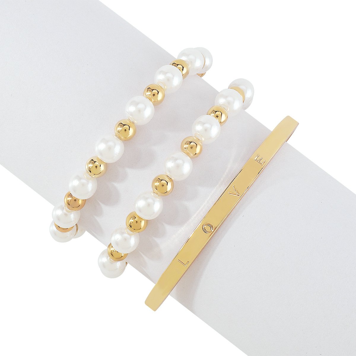 B1772 Light Luxury Elegant Bracelet Pearl Letter Glossy Bracelet Niche Design Sense Fashion Bracelet