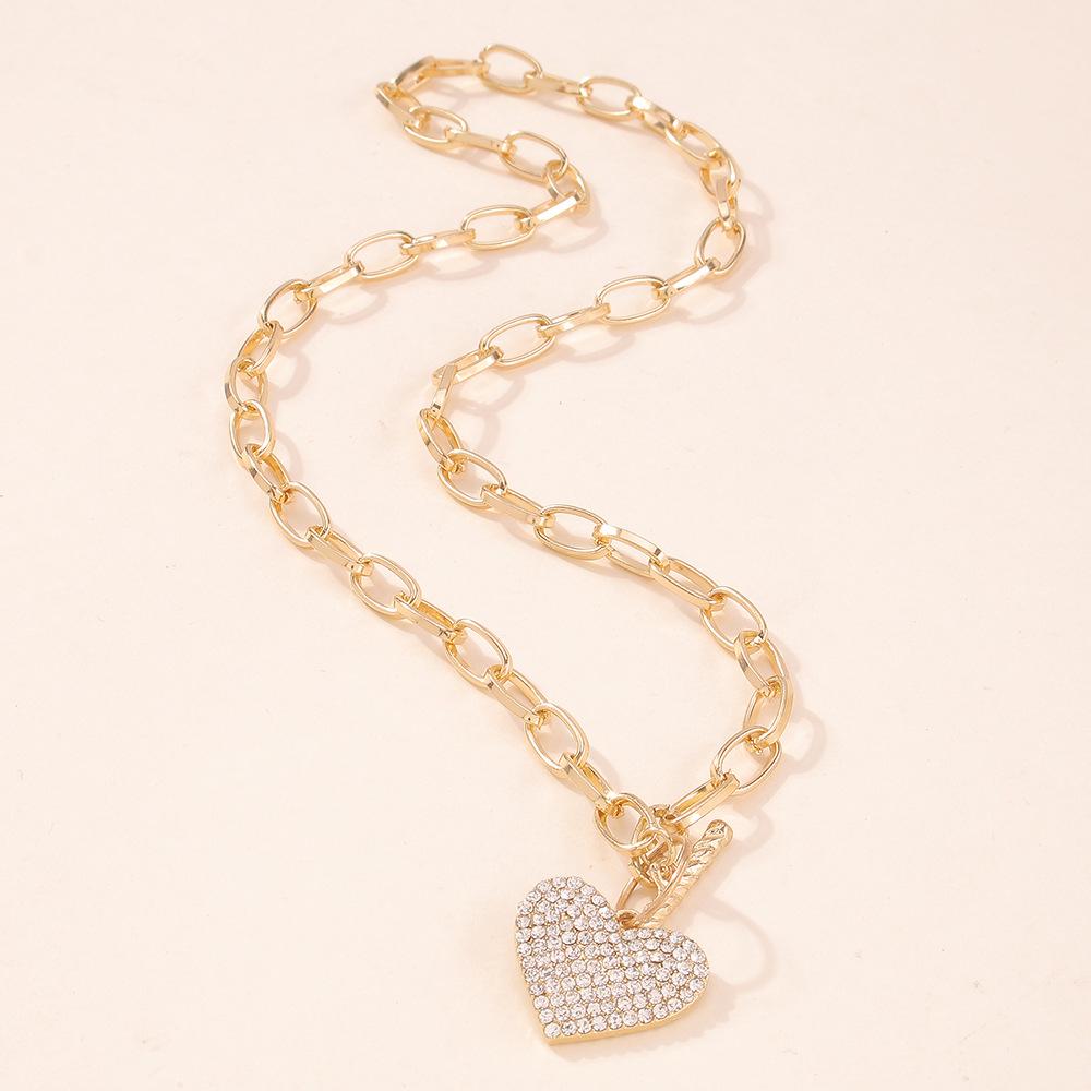 N8321 Simple Fragrance Necklace Geometric Chain Full Diamond Love Hip-Hop Bracelet Necklace