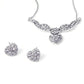 Fashion Ladies Water Filled Diamond Heart Shape Earrings Necklace Jewelry Set Pendant Jewelry