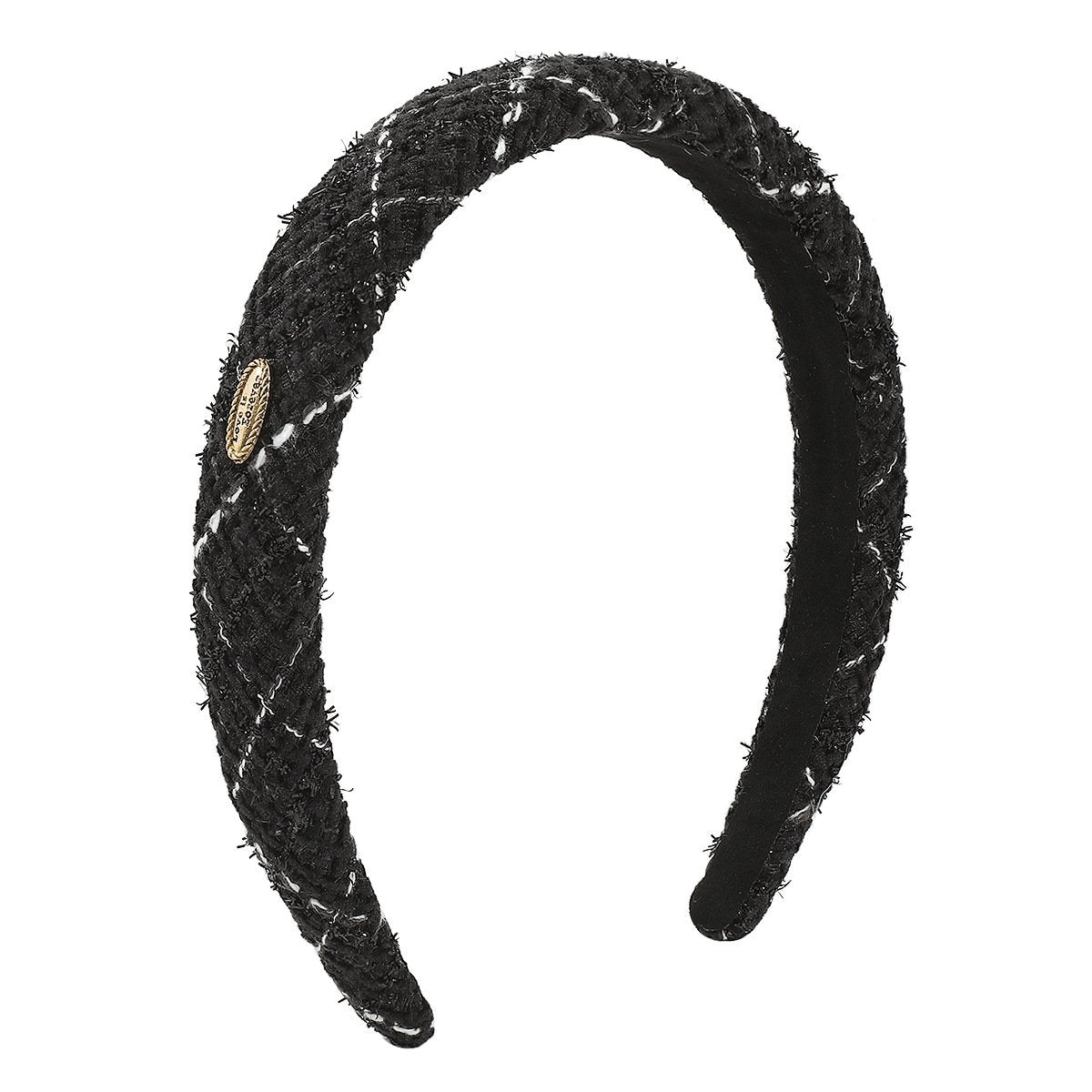 F588 Xiaoxiang High Skull Headband Autumn and Winter Style French Retro Simple Fabric Lattice Headband