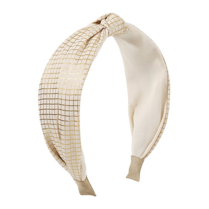 F4738 small fresh plaid solid color knotted fabric headband creative wide-brimmed fashion sweet age-reducing headband