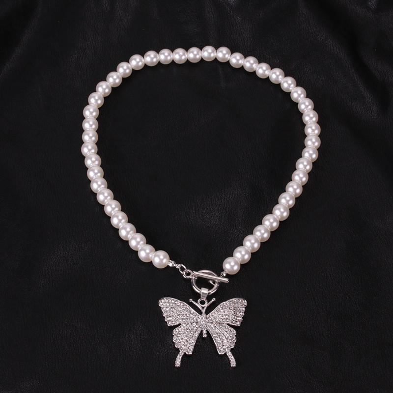 Jewelry Fashion Street Shooting Flash Diamond Clavicle Chain Necklace Personality Exaggerated Diamond Big Butterfly Necklace