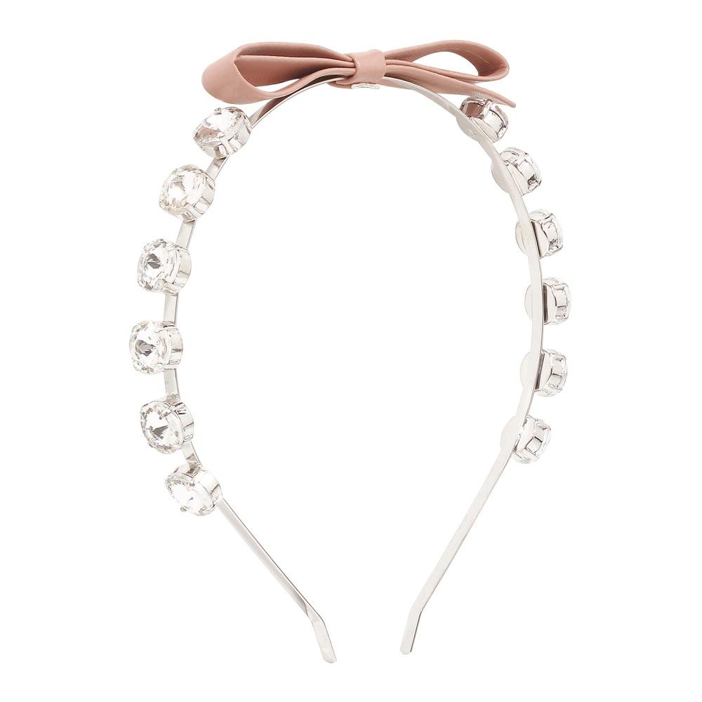 F3445 Glass Diamond Temperament Hair Ornament Bowknot Sweet Fragrance Headband Simple Leather Hairband for Adults