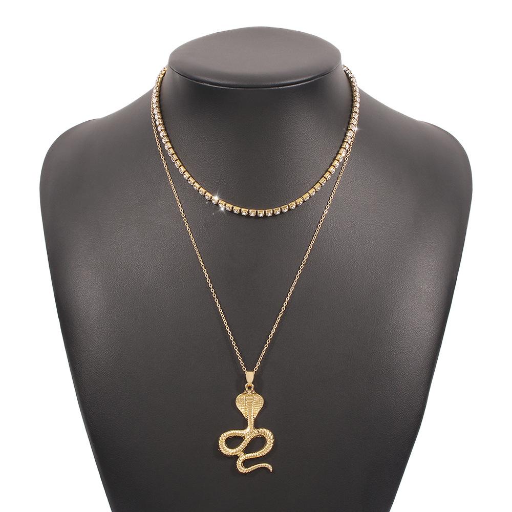 N916 Exaggerated Double Layer Neck Chain Claw Chain Serpentine Retro Clavicle Necklace Personality Long Animal Necklace Women