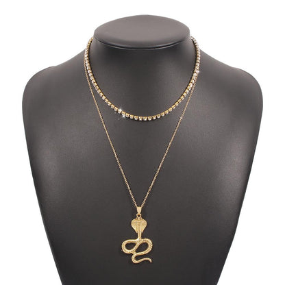 N916 Exaggerated Double Layer Neck Chain Claw Chain Serpentine Retro Clavicle Necklace Personality Long Animal Necklace Women