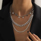 Fashion Simple Geometric Flat Snake Bone Chain Necklace Geometric Sequin Star Pendant Necklace Set