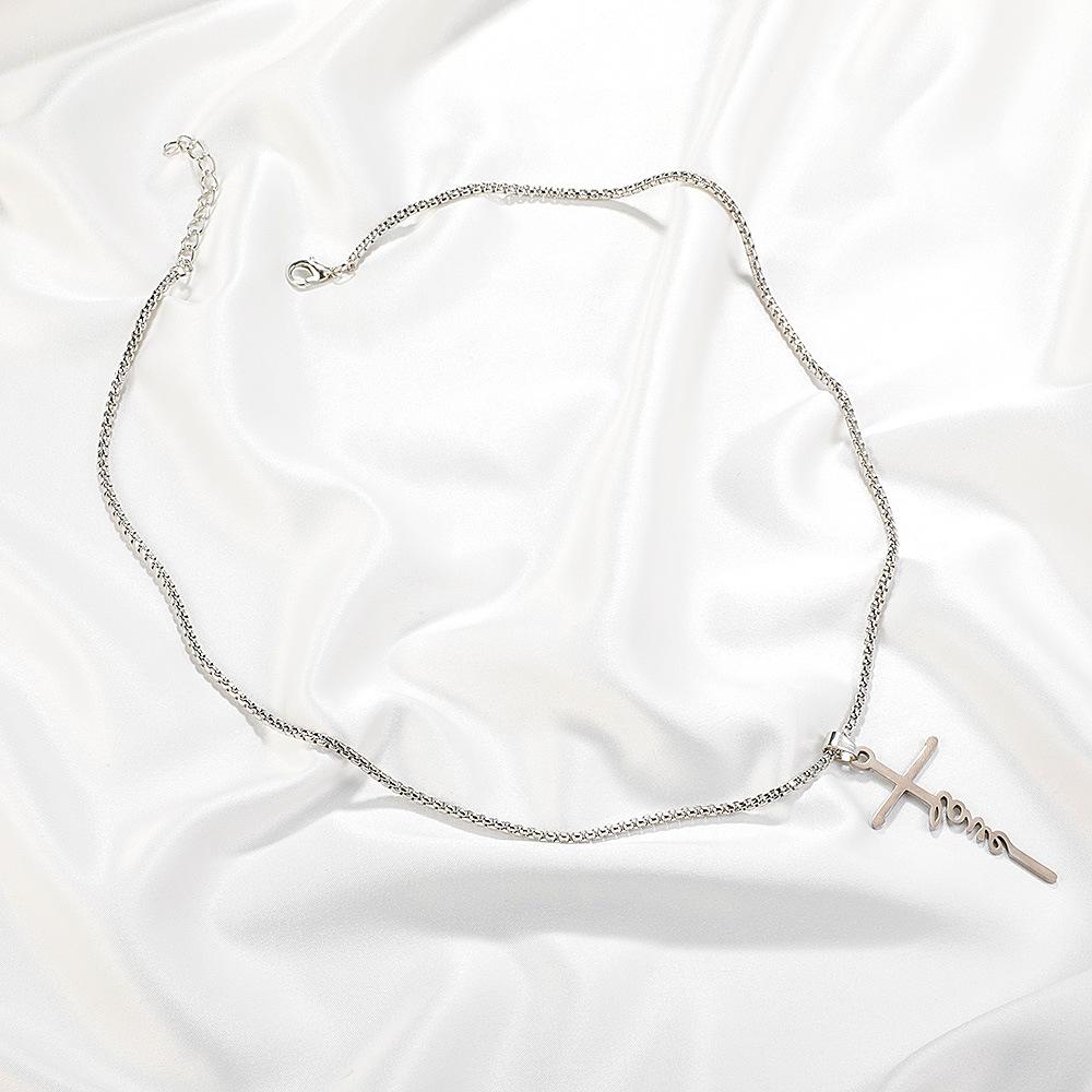 English letter pendant necklace stainless steel cross clavicle chain punk hip hop jumping disco necklace female