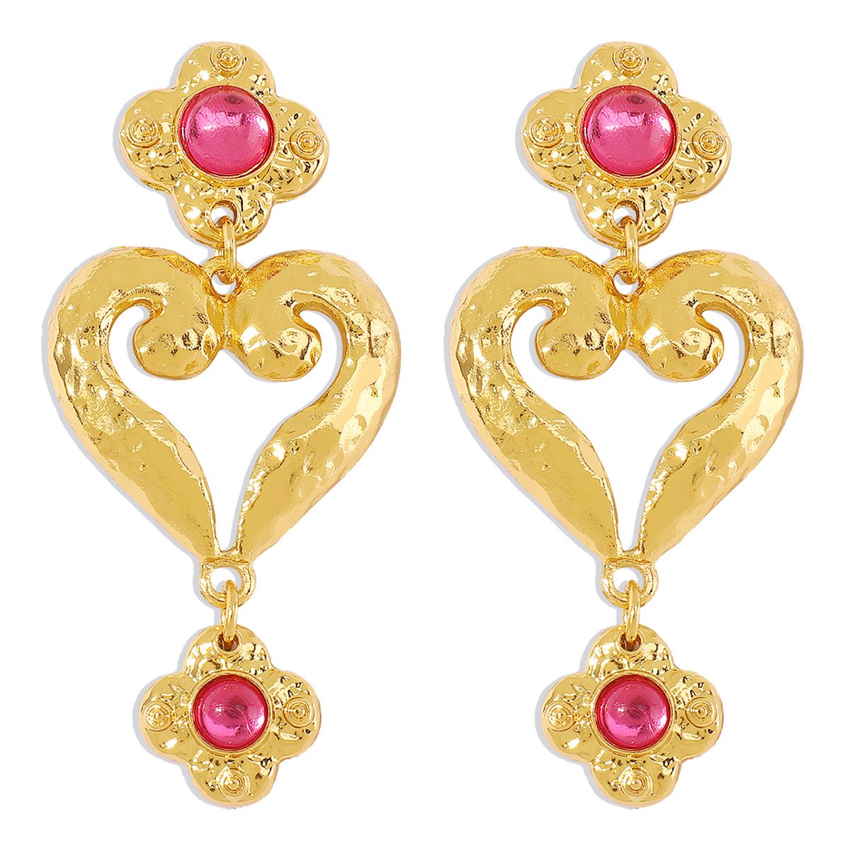 E1118 French temperament symmetrical geometric love rhinestone earrings medieval retro vintage earrings
